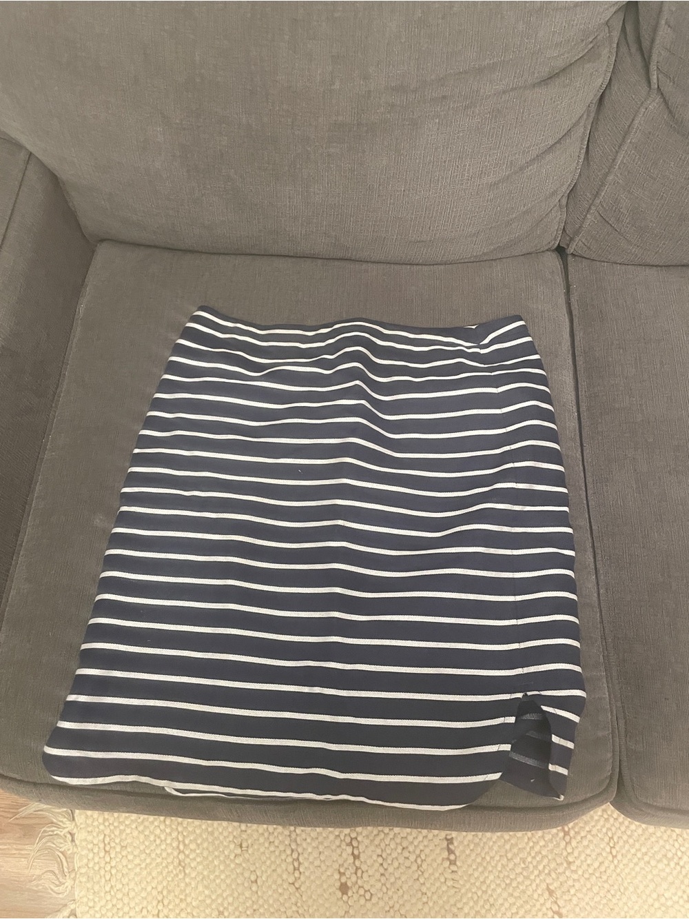 LOFT Navy & White Horizontal Stripe Pencil Skirt